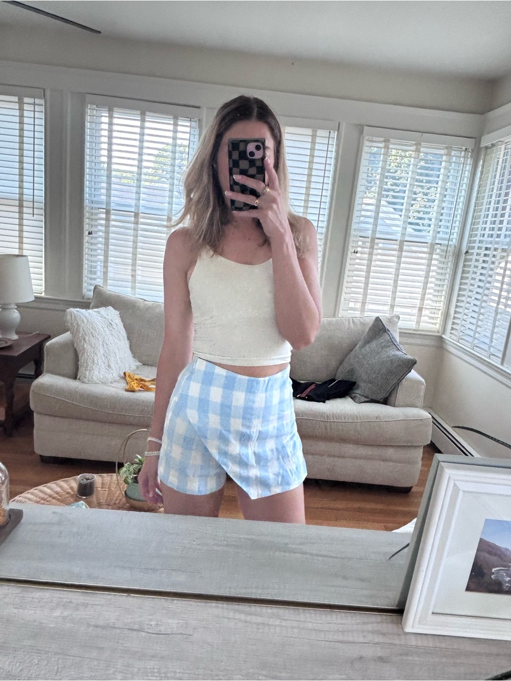 Altar’d State Gingham Mini Skirt Skort | Size Small - Picture 1 of 6